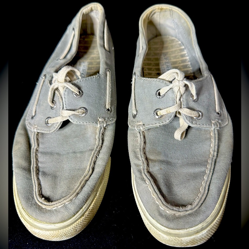 Sperry "Crest" Gray Canvas Women's Boat Shoes, 7.5M, 9776618
